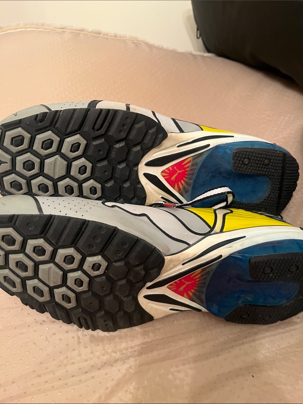 Puma Yellow, Blue and Gray Colorblock Running Sneakers - Picture 2 of 3